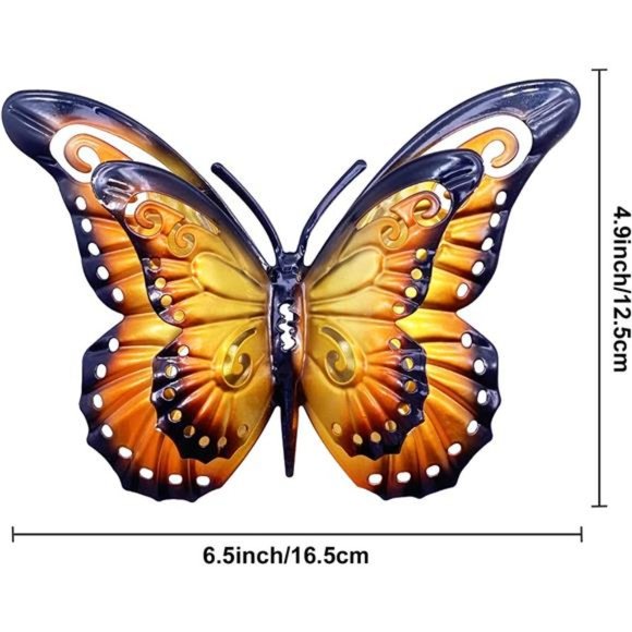 Metal Butterfly Wall Art Decor-6.5" Outdoor Fence Decoration, Hanging for Garden - Picture 4 of 7